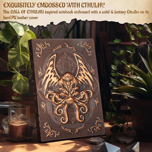 DND Campaign Journal with 3D Cthulhu Embossed Leather Cover - 192 Blank Pages A5 Notebook Great RPG Notepad for GM & Player (Bronze) by CZYY