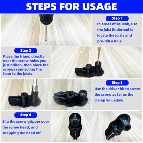 Floor Repair Kit, Floor Fix Screws Kit for Wood Floors, Eliminate Noise, Wood Floor Gap Fixer Replacement, 5 Tools & 50
