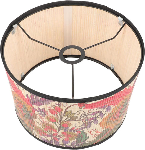 11.81 Inch Uonlytech Bamboo Woven Lampshade Printed Table Lamp Shade for Bedroom Dining Room Rustic Home Decor