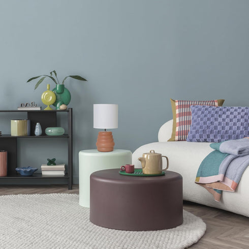 LT1168-TER 12.68" Simple Designs Chic Glow Mini Stacked Ceramic Table Lamp, Monochromatic Fabric Shade, Small Accent