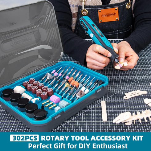 302PCS 1/8-Inch Rotary Tool Accessories Kit, Diameter Shanks Universal Fitment, Rotary Tool Bits for Cutting, Sanding