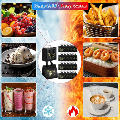 Aliceset 80 9. 5 9. 5 6 Inch Pcs Thank You Insulated Bags for Food Delivery Bulk x x Take Away Bags Thermal Insulation