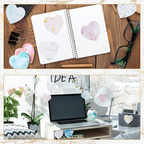 Teling 24 Pcs Valentine's Day Heart Shaped Sticky Notes Pad, Cute Fun Colorful Sticking Power Memo Pads