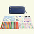 WONDERPOOL Pen Case Real Leather Pencil Pouch Markers Holder Big Capacity Bag with Side Zippered Pocket for Stationery