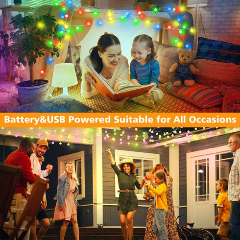 33 60 OMIKA FT Globe Battery Powered String Lights, LED Warm White & Multicolor Battery String Light, USB Powered