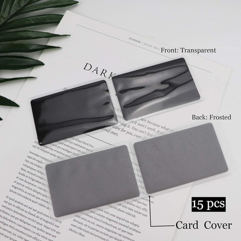 Thick Black Aluminum Business Cards, Anodized Aluminum 15 pcs with Protector Sleeves, 86 x 54 x 0.8mm (Frosted)