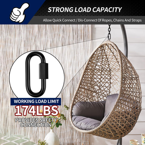 1.46" Chain Quick Links, 10 Pcs 1/8" Marine Grade Screw Chain Links, Large Opening Chain Connector with 175 Lbs Capacity