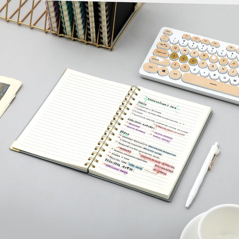 Hardcover Spiral Notebook, College Ruled, A5 Small, 5x7, 160 Pages, Aesthetic Note Taking for School