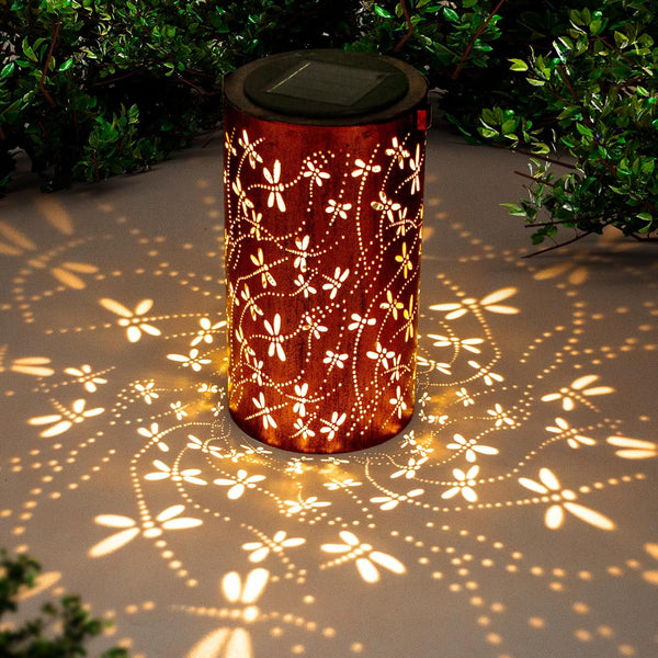 YISITEONE Dragonfly Outdoor Solar Lanterns, Garden Waterproof Metal Hanging Decor Lights for