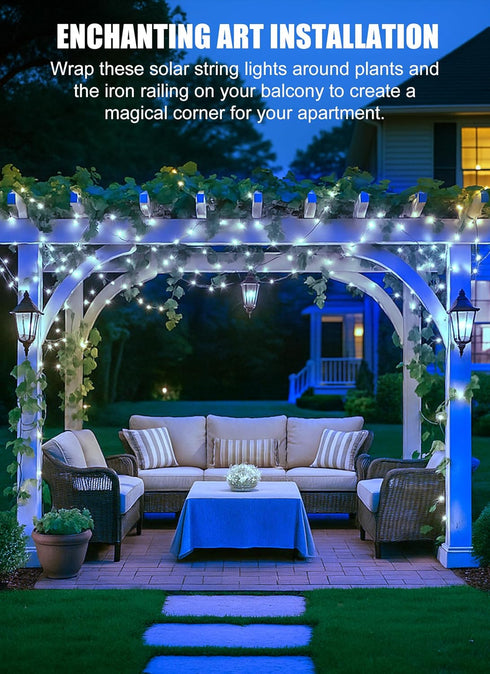 2 Packs 66Ft 200 Minetom Solar String Lights, Total LED Solar Fairy Lights, Waterproof Solar Lights for Outside Patio