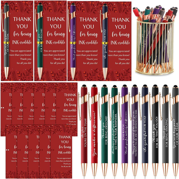 Resurhang 60 Set Employee Appreciation Gift Bulk Inspirational Ballpoint Pen with Stylus