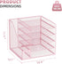 Marbrasse 5-Tier Paper Letter Tray Organizer, Mesh File Organizer for Desk, Pink