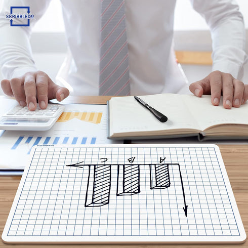 SCRIBBLEDO 9" x 12" Dry Erase Grid Whiteboard, Double Sided Graph Board for Kids, Portable Dry Erase Lapboards