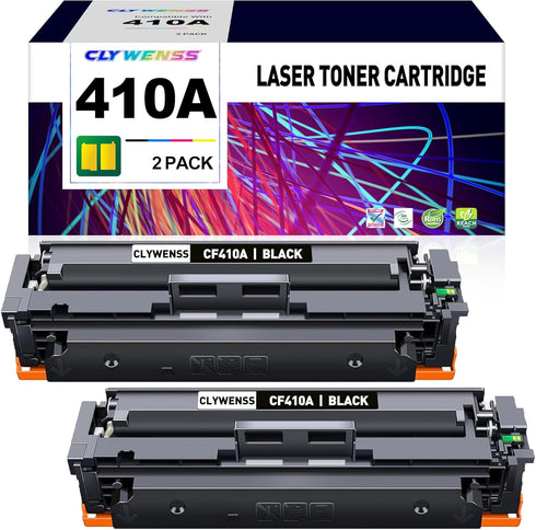 HP CF410A 410A Black Toner Cartridge Replacement for Color Pro MFP M477fdw M477fdn M477fnw (Black, 2-Pack)