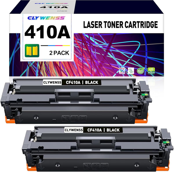HP CF410A 410A Black Toner Cartridge Replacement for Color Pro MFP M477fdw M477fdn M477fnw (Black, 2-Pack)