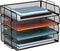 Mind Reader Stackable Paper Tray, Metal Mesh Desktop Organizer, File Storage for Office, 4 Pcs, Black