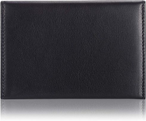 HISCOW Italian Calfskin Envelope Business Card Case with Magnet Closure (Black)