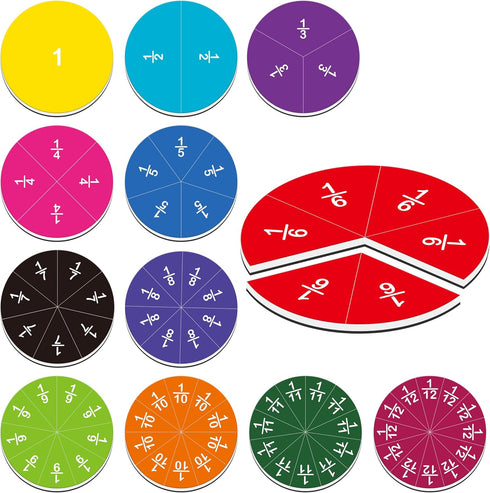 SpriteGru 78 PCS Magnetic Fraction Tiles, Educational Math Learning Manipulatives Set for
