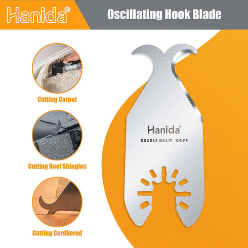 3 Pcs Oscillating Saw Blades, Multi Tool Hook Knife Blades for Cutting Roofing Shingles, PVC, Carpet
