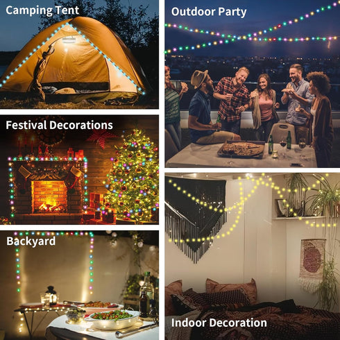 KEIWRLIGHT 32.8FT, 2 1 14 30s IP44 4000mAh Camping String Lights in Outdoor Camping Lantern with Lighting Modes