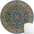 Wknoon Retro Blue and Beige Floral Print Art Round Mouse Pad, Vintage Oriental