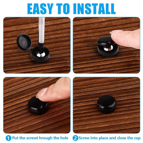 Shknldzsm 3 Inch (80) Shutter Screws and Caps Hinged Screw Covers with Plastic Black Caps Snap Covers Flip Tops