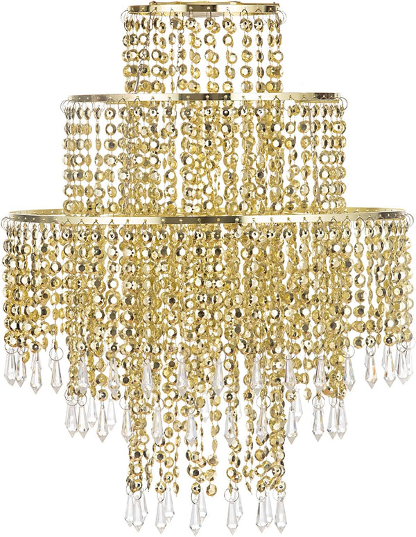 Waneway Acrylic Chandelier Shade, Ceiling Light Shade Beaded Pendant Lampshade with Crystal