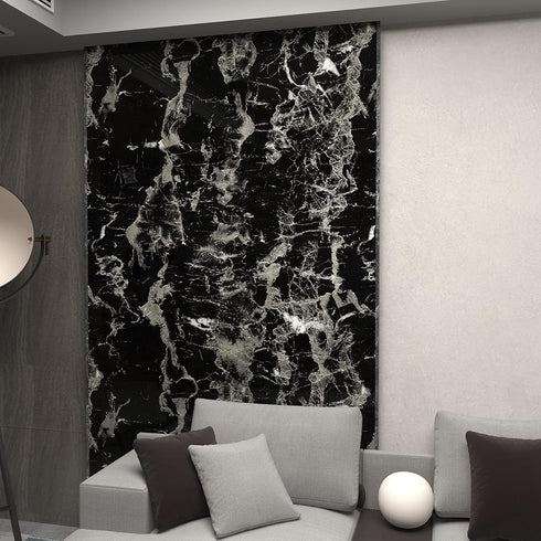 16x118 inch Black Marble Contact Paper - Peel and Stick Waterproof Vinyl for Kitchen Cabinet Decoration