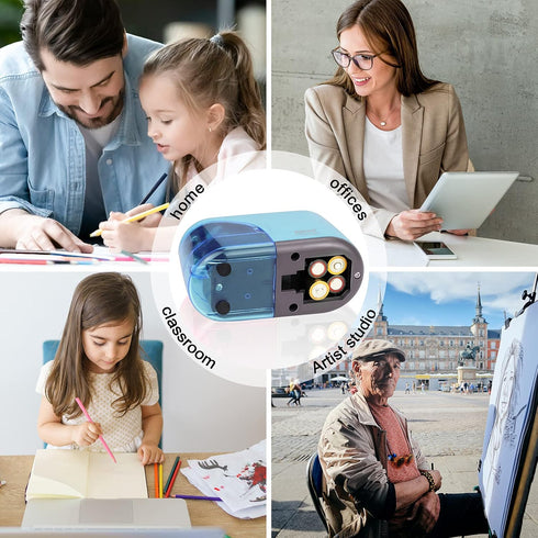 Eagle Electric Pencil Sharpener, Battery Powered with LED Light, Portable, Ideal for Kids and School Supplies (Blue)
