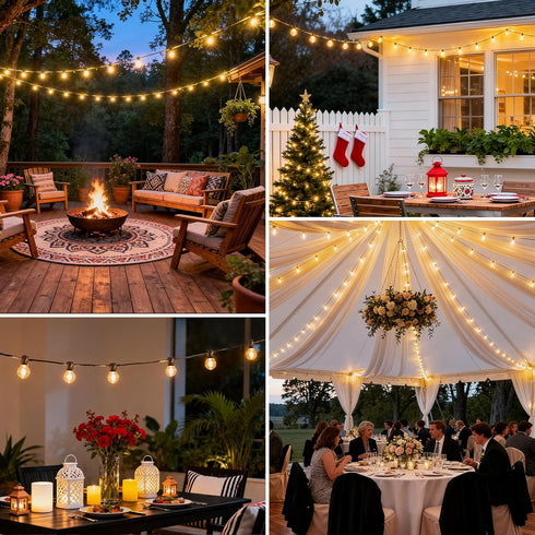 wtiyvxr 25 G40 Lights,13 Bulbs(1 IP65 Dimmable Bulbs E12 2200K FT Outdoor String Lights Globe Shatterproof Patio