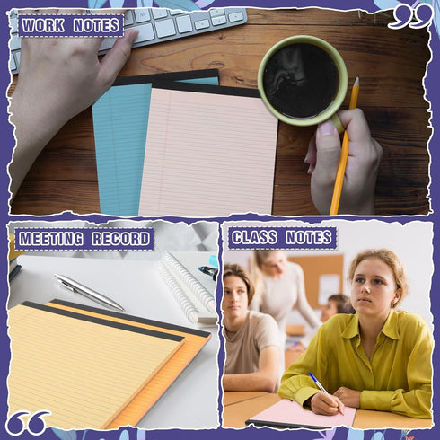 Fuutreo 24 Pcs 8.5'' x 11'' Colored Legal Pad Writing Pads Narrow Ruled 50 Sheets Per Notepad Micro Perforated Writing