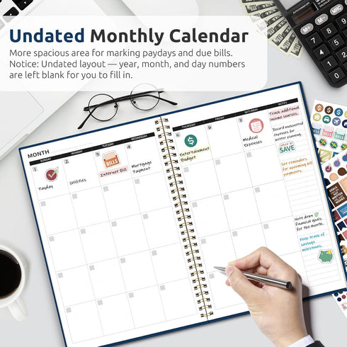 Account Sunset Aesthetic Budget Planner - Monthly Finance Planner with Expense Tracker, Undated Bill Organizer, Budget
