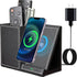 KINGFOM PU Leather Desk Organizer - Wireless Charging Station for iPhone, 10W Charger for iPhone 14/13/Samsung Galaxy,