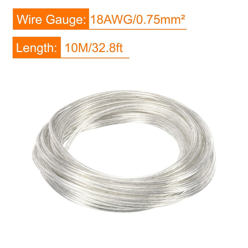MECCANIXITY PVC Covered Wire, 2 Core Sheath Power Cord 18AWG 10m/32.8ft for LED Lamp, Audio Cable, Speaker Line Clear