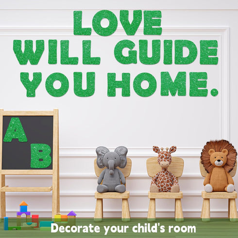 Qyeahkj 150 PCS Large 6" Font Letters and Punctuation Set, Glitter Green Classroom Alphabet Cutouts