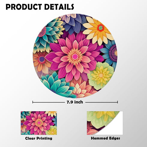 BILLAION 7.9x7.9 Inch Boho Colorful Floral Mouse Pad for Desk, Vibrant Rustic Flower Botanical Aesthetic Mousepad