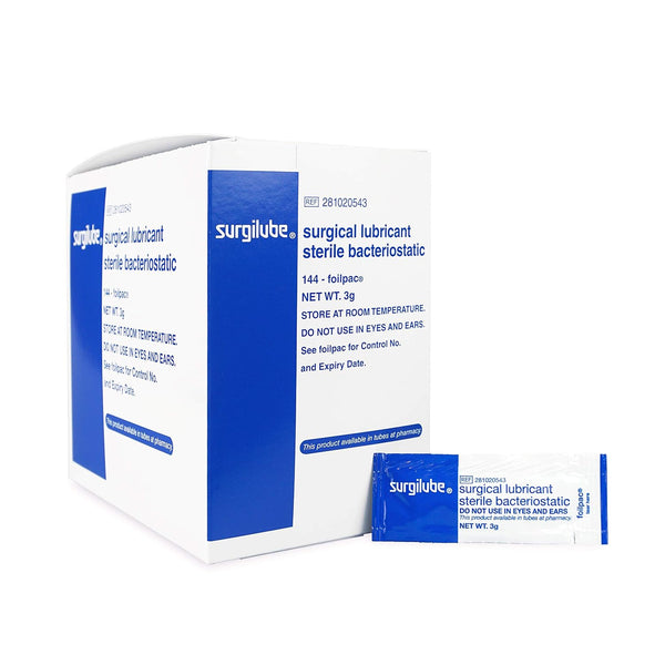 Surgilube Lubricating Jelly-FoilPac - 144 Packets/Box Packets Surgical Lubricant Sterile Bacteriostatic Jelly (3g