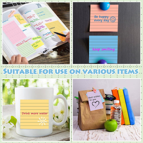 Yexiya 64 Pcs Lined Sticky Notes, Self Stick Notes with Lines, 1920 Sheets, Fresh Color