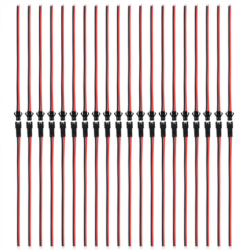 22 AWG JST SM 2 Pin Plug; Male and Female Connector Adapter; 135 mm Electrical Cable Wire; 20 Pairs