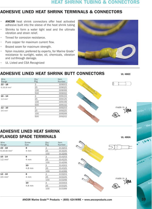 Ancor Marine Grade Heat Shrink Spade Terminals