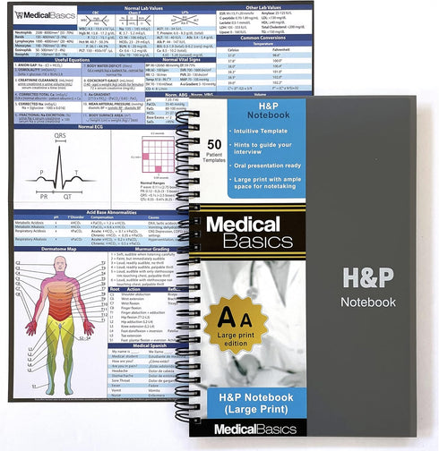 H&P Notebook (Large Print), Medical History and Physical, 50 Medical Templates with Perforations
