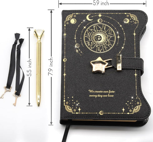 Diary with Lock and Keys for Girls, 360 Kraft Pages Journal, B6 Refillable Notebook with Pen and Bookmark