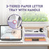 SUPEASY 3 Tier White Paper Organizer with Handle, Mesh Desk Letter Tray, File Organizer