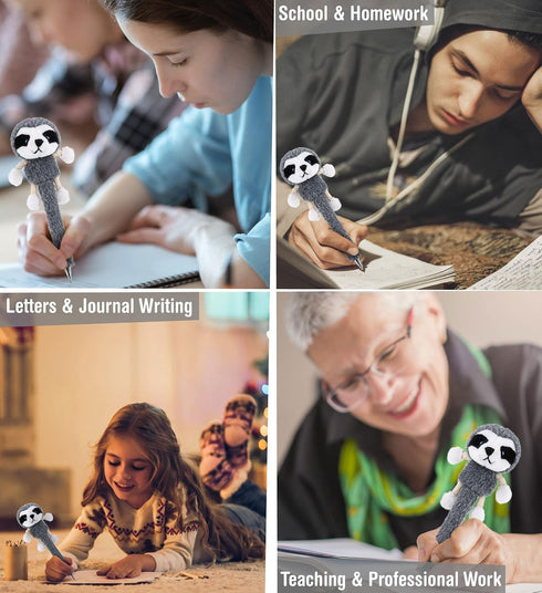 DolliBu Sloth Plush Pen Cute & Soft Stuffed Animal Ballpoint Novelty Pen Toy, Unique Writing Pen Instrument For Cool