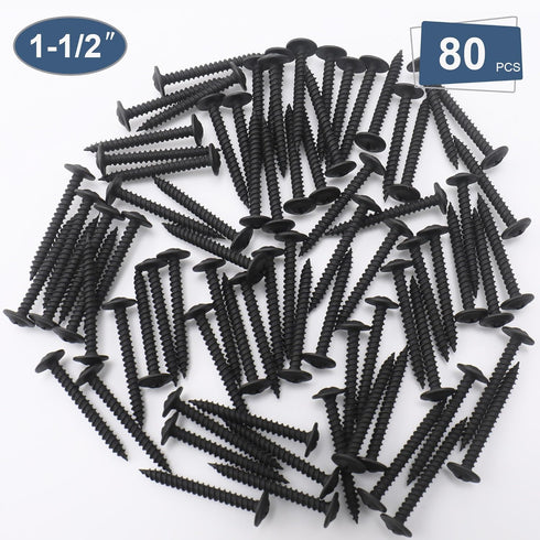 80pcs #8 × 1-1/2” Modified Truss Head Wood Screws, Phillips Drive, Black Wood Screws, Screws with Screwdriver Bit