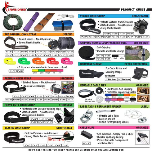 Reusable Cinch Straps 1" x 30" - 10 Pack (White) with Quality Hook and Loop Securing Straps & 2 Free Bonus Reusable