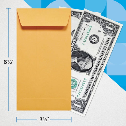 Guardian #7 Paper Coin Envelopes with Gummed Flaps, Pack of 500 for Coins and Small Parts Storage