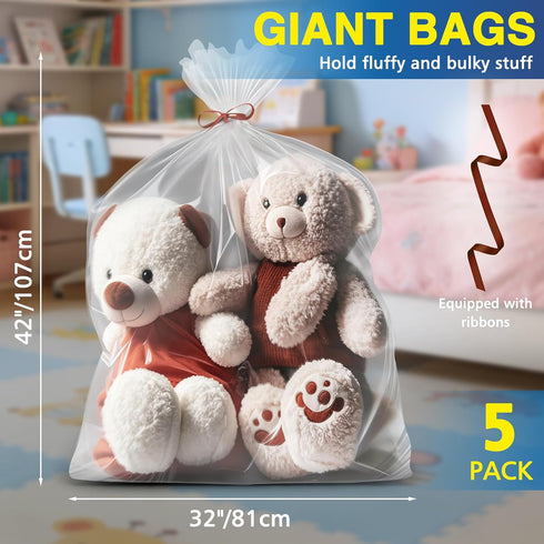 Vindafjord 2 5 Pack 5 32'' 42'' Extra Large Clear Plastic furniture Bags, Mil Storage Bags Ideal for Car Seats