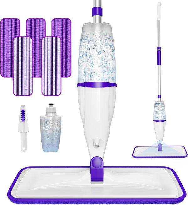 Spray Mops for Hardwood Floor Cleaning: EXEGO Wet Mops with 5 Microfiber
