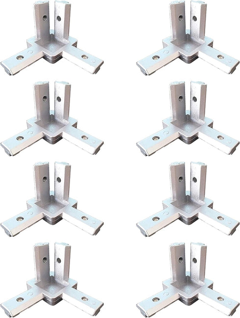 8PCS 3-Side End Corner Bracket Connector with Screws - For 6mm T-Shape Aluminum Extrusion Profile European Standard